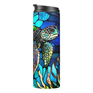 Stained Glass Colourful Turtle Thermal Tumbler