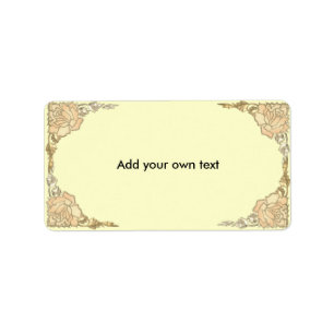 Stained Glass Cream Gold Roses Label