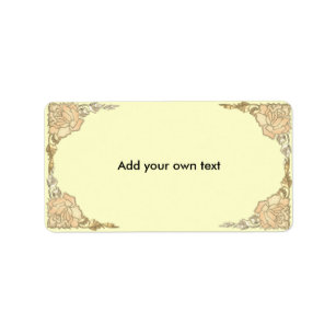 Stained Glass Cream Gold Roses Label