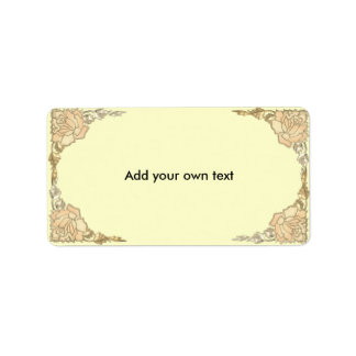Stained Glass Cream Gold Roses Label