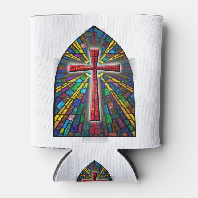 Stained Glass Cross Can Cooler (Front)