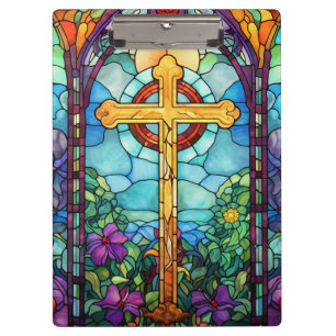 Stained Glass Cross Clipboard