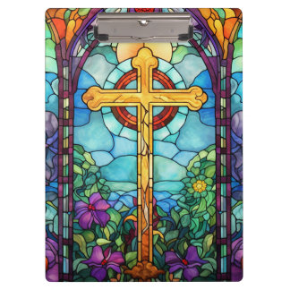 Stained Glass Cross Clipboard