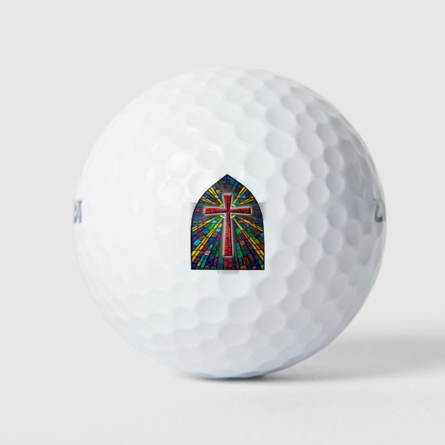 Stained Glass Cross Golf Balls (Front)