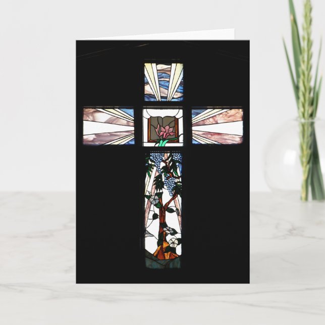 Stained Glass Cross Holiday Card (Front)