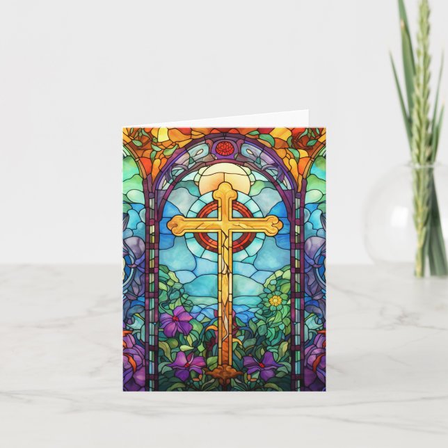 Stained Glass Cross  Invitation (Front)