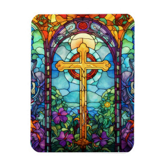 Stained Glass Cross Magnet