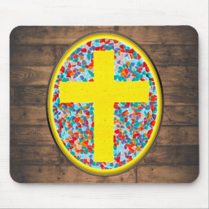Stained Glass Cross -mousepad Mouse Mat