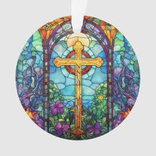 Stained Glass Cross Ornament