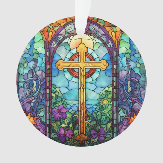 Stained Glass Cross  Ornament (Front)