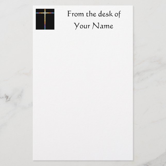 Stained Glass Cross - stationary Stationery (Front)