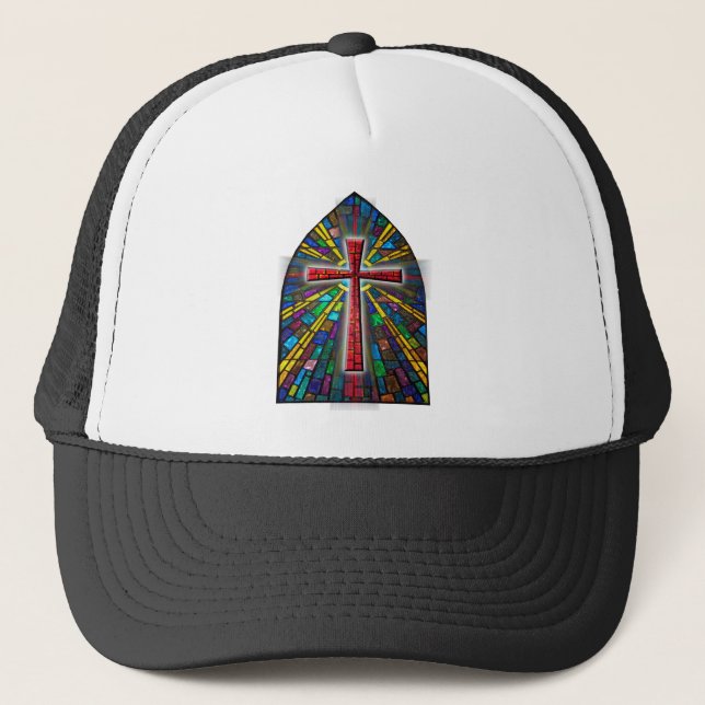 Stained Glass Cross Trucker Hat (Front)