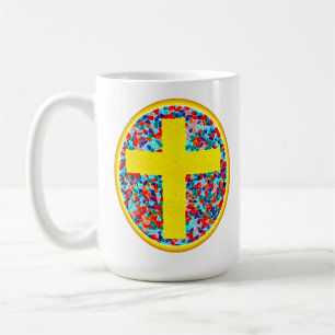 Stained Glass Cross (w/web url) Coffee Mug