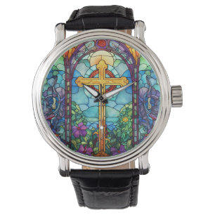 Stained Glass Cross Watch
