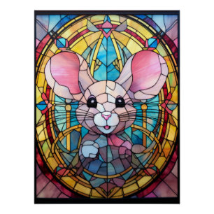Stained Glass Cute Mouse Nursery Animal Decor