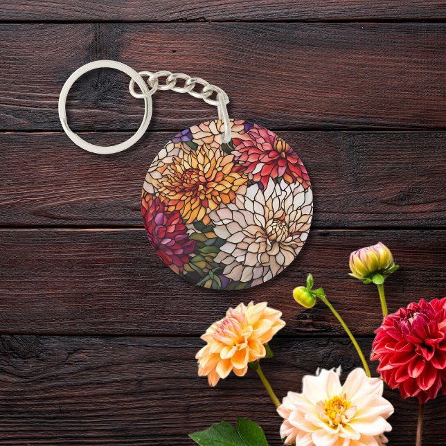 Stained Glass Dahlia Key Ring (Creator Uploaded)