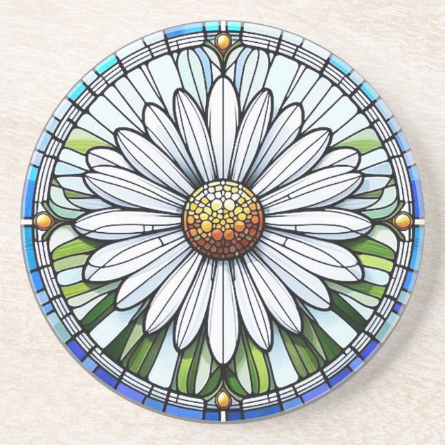 Stained Glass Daisy #3 Coaster (Front)