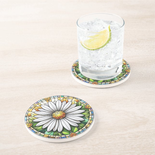 Stained Glass Daisy Coaster (Side)
