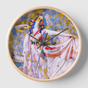 Stained Glass Dancer in Flowing Dress Clock