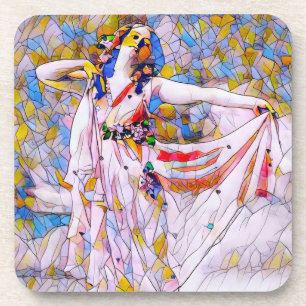 Stained Glass Dancer in Flowing Dress Coaster