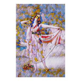 Stained Glass Dancer in Flowing Dress Poster