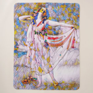 Stained Glass Dancer in Flowing Dress Sherpa Blanket