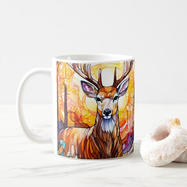 Stained Glass Deer Coffee Mug (With Donut)