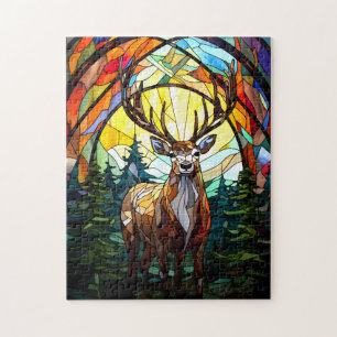 Stained glass deer jigsaw puzzle