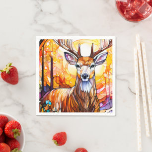 Stained Glass Deer Napkin