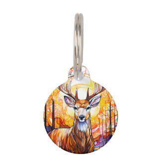 Stained Glass Deer Pet Tag