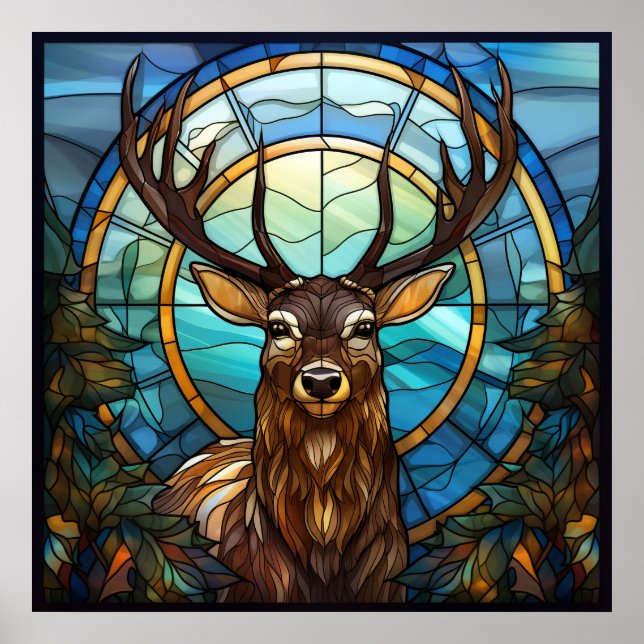 Stained Glass Deer Poster (Front)