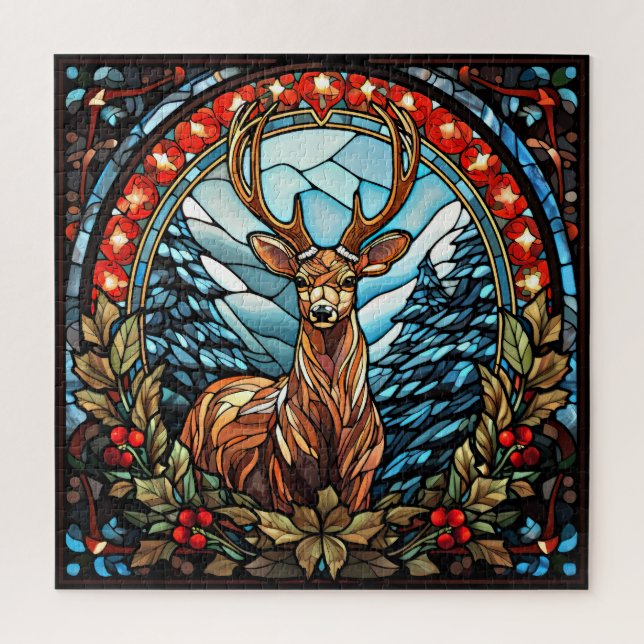 Stained Glass Deer Puzzle (Vertical)