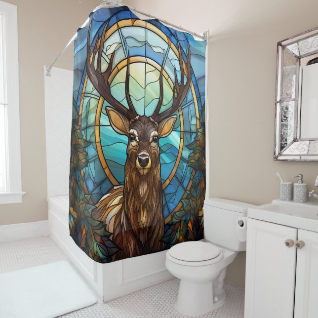 Stained Glass Deer Shower Curtain (In Situ)