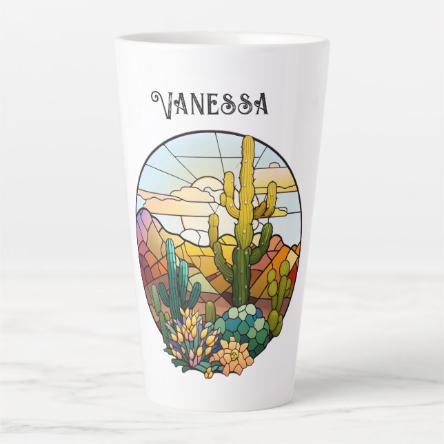 Stained Glass Desert Personalised Latte Mug (Front)