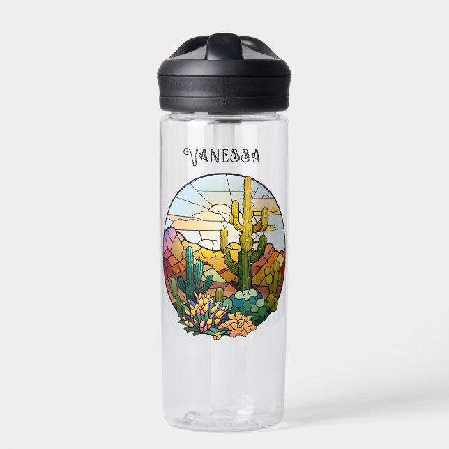 Stained Glass Desert Personalised Water Bottle (Front)