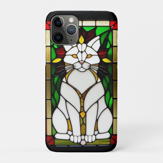 Stained Glass Design with Cat Case-Mate iPhone Case (Back)