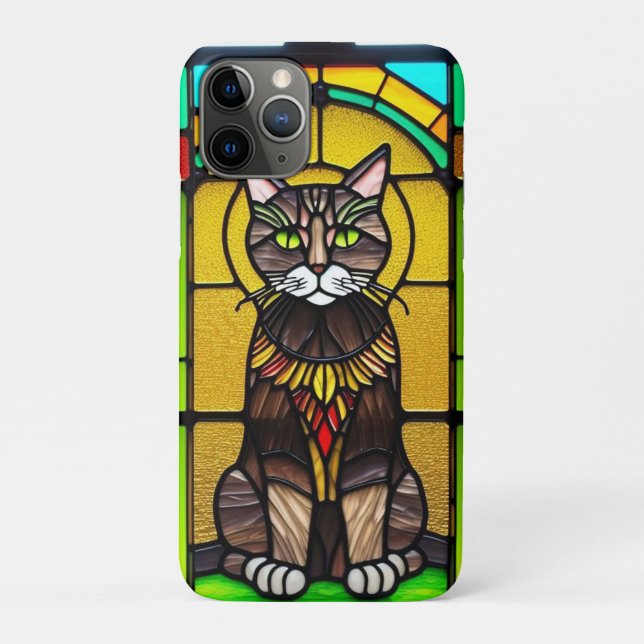 Stained Glass Design with Cat Case-Mate iPhone Case (Back)