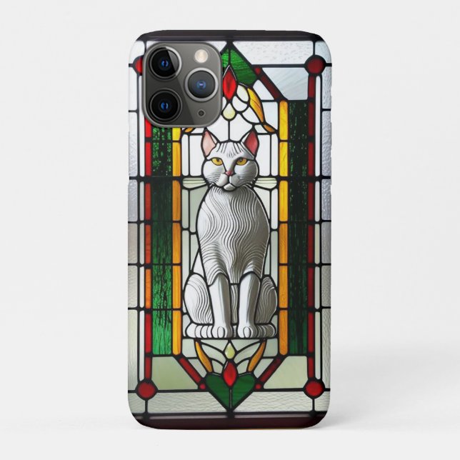 Stained Glass Design with Cat Case-Mate iPhone Case (Back)
