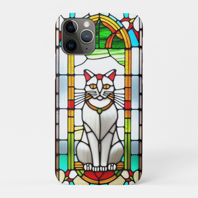 Stained Glass Design with Cat Case-Mate iPhone Case (Back)