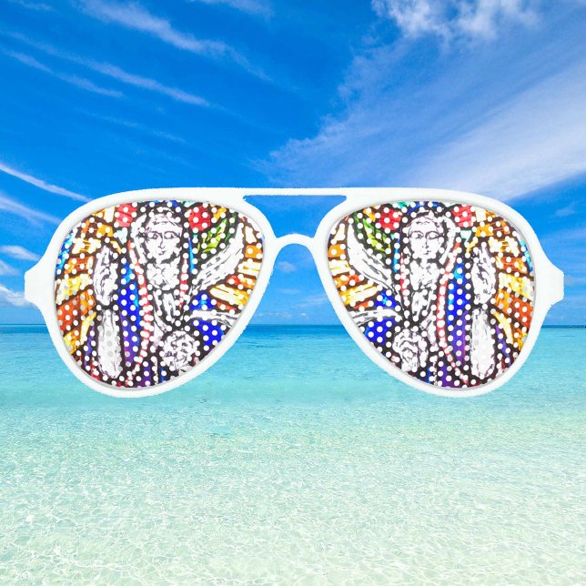 Stained Glass Design with Religious Figure. Aviato Aviator Sunglasses (Creator Uploaded)