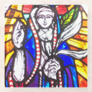 Stained Glass Design with Religious Figure Coaster