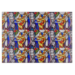 Stained Glass Design with Religious Figure. Cutting Board