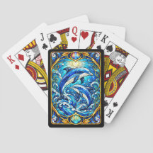 Stained Glass Dolphins Playing Cards
