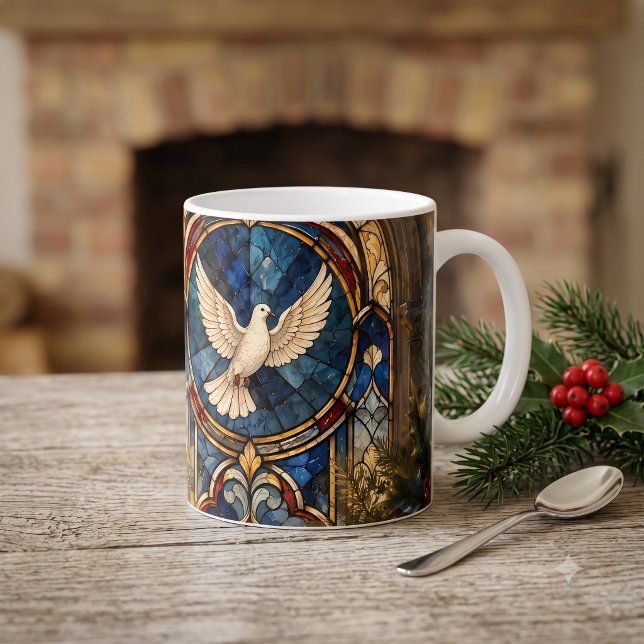 Stained Glass Dove Christmas Window Coffee Mug (Stained Glass Dove Christmas Window Coffee Mug)