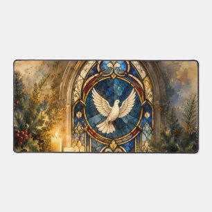 Stained Glass Dove Christmas Window Desk Mat