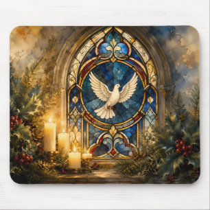 Stained Glass Dove Christmas Window Mouse Mat