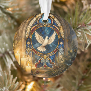 Stained Glass Dove Christmas Window Ornament