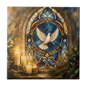 Stained Glass Dove Christmas Window Tile
