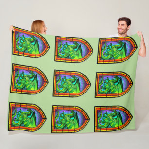 Stained Glass Dragon Fleece Blanket