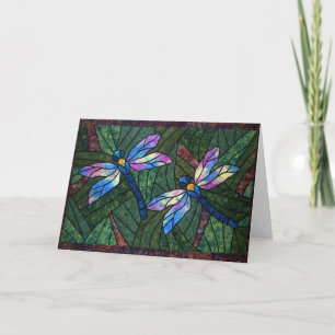 Stained Glass Dragonflies Card